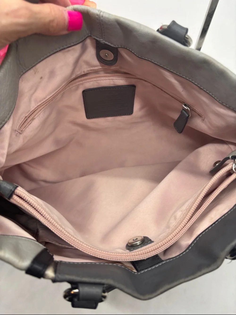 Coach Gray and Black Leather Shoulder Bag As In Condition CP10048